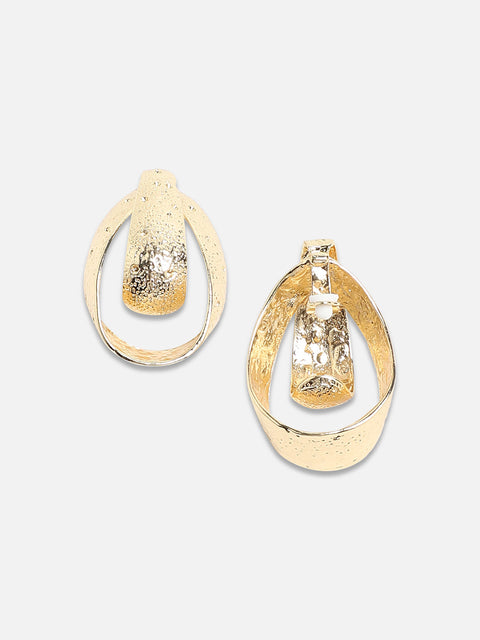 Set Of 2 Gold-Plated Contemporary Studs Earrings