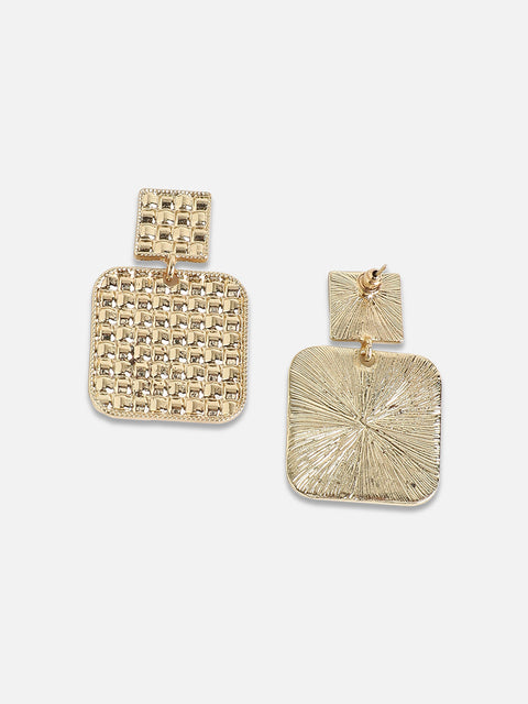 Set Of 2 Gold-Plated Contemporary Studs Earrings