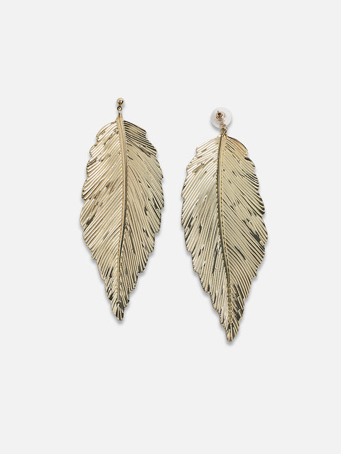 Set Of 2 Gold-Plated Contemporary Stud Earrings with Finger Ring