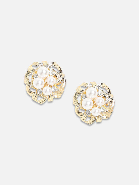 Set Of 2 Gold-Plated Floral Studs