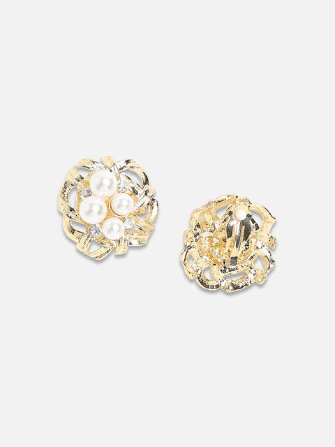 Set Of 2 Gold-Plated Floral Studs