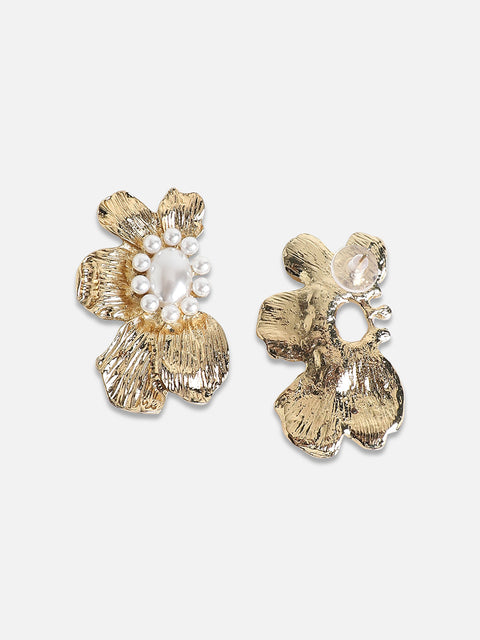 Set Of 2 Gold-Plated Floral Studs