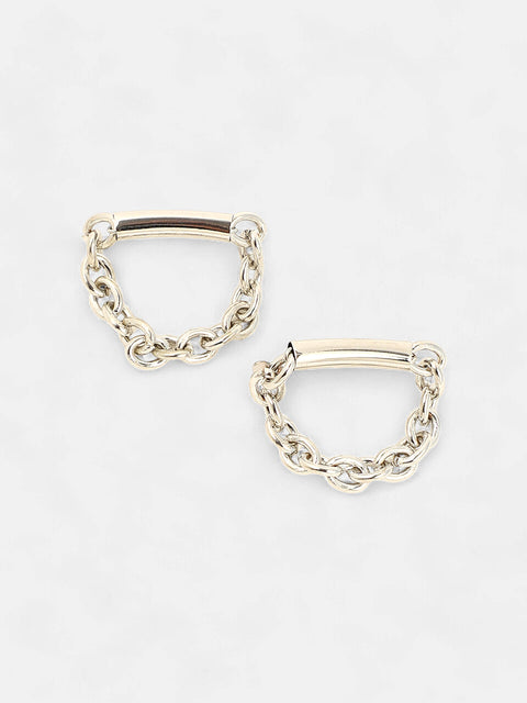 The Chain Bar Drop Earrings - Metallic Silver-SOHIER6038
