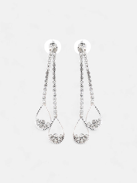 The Eloise Drop Earrings - Crystal Silver-SOHIER6175