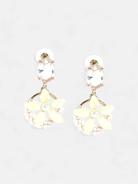 The Fleur Drop Earrings - Pale Yellow-SOHIER6186