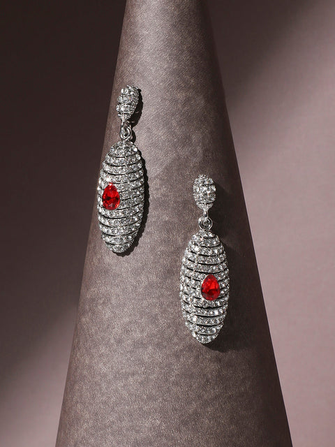 Silver-Plated Contemporary Drop Earrings