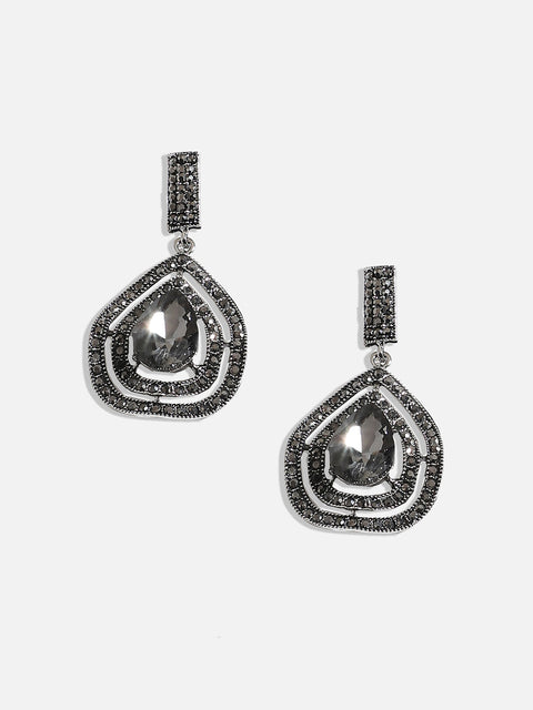 Silver-Plated Oxidised Drop Earrings