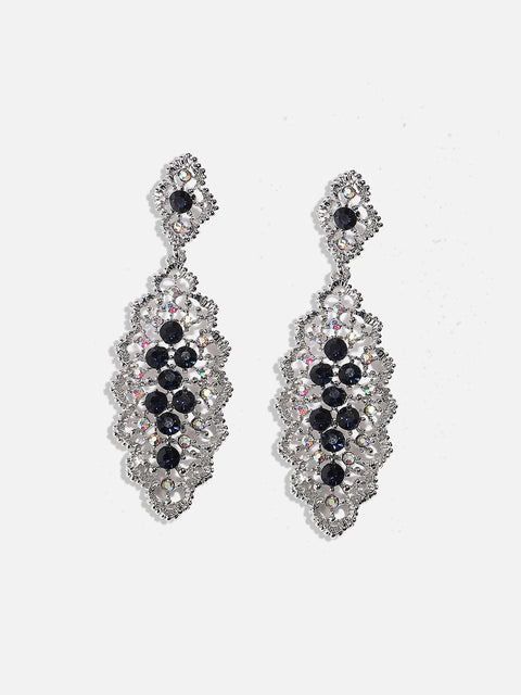 Silver-Plated Oxidised Drop Earrings