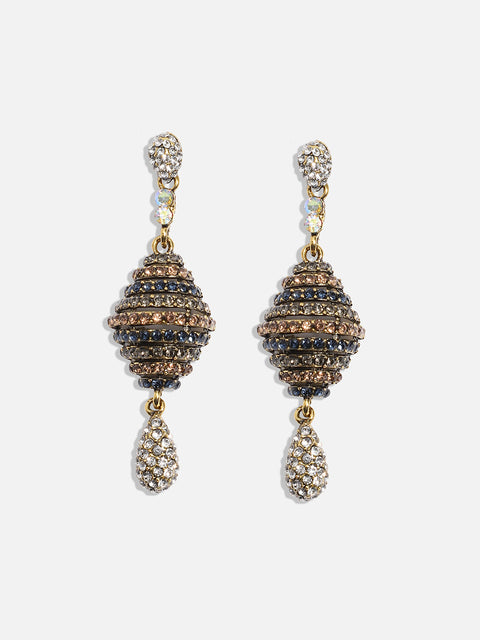 Gold Plated Stone Studded Contemporary Drop Earrings