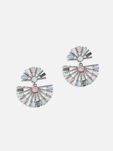 Silver-Plated Oxidised Drop Earrings