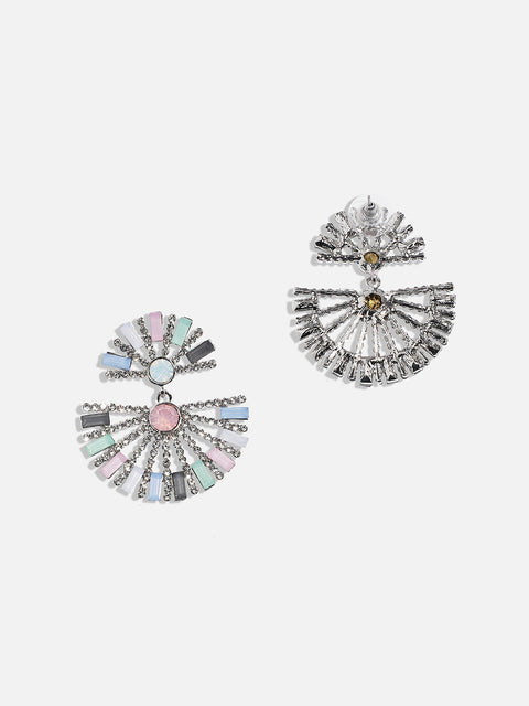 Silver-Plated Oxidised Drop Earrings