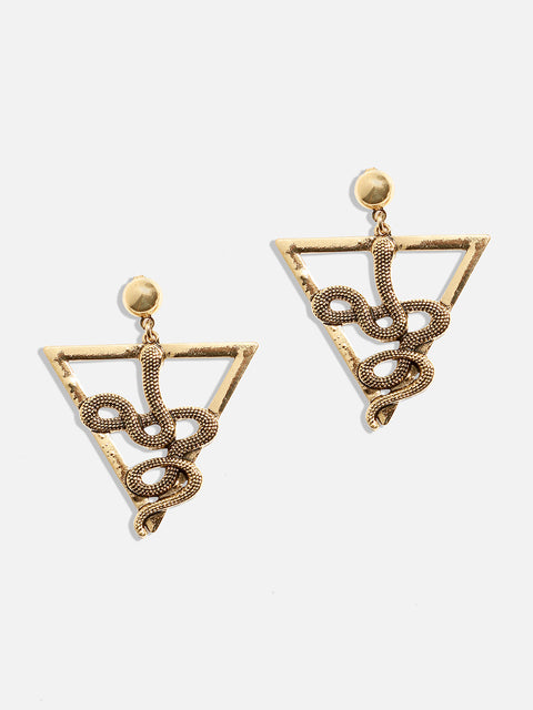 Gold-Plated Contemporary Drop Earrings