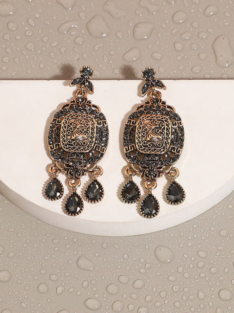 Gold-Plated Contemporary Antique Drop Earrings