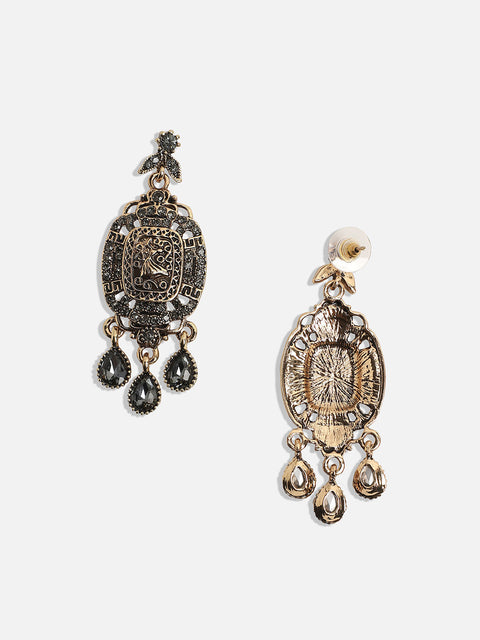 Gold-Plated Contemporary Antique Drop Earrings