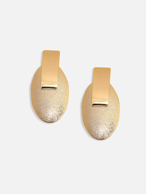 Gold-Plated Geometric-Shaped Drop Earrings