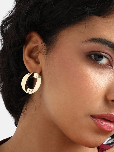 Gold-Plated Circular Studs Earrings