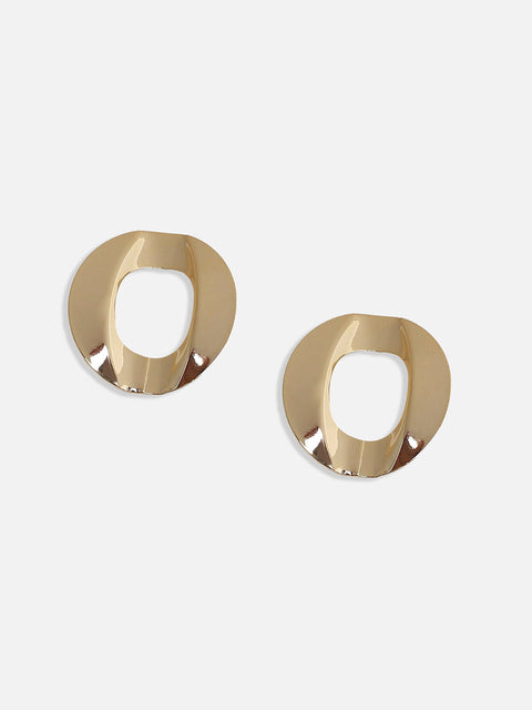 Gold-Plated Circular Studs Earrings