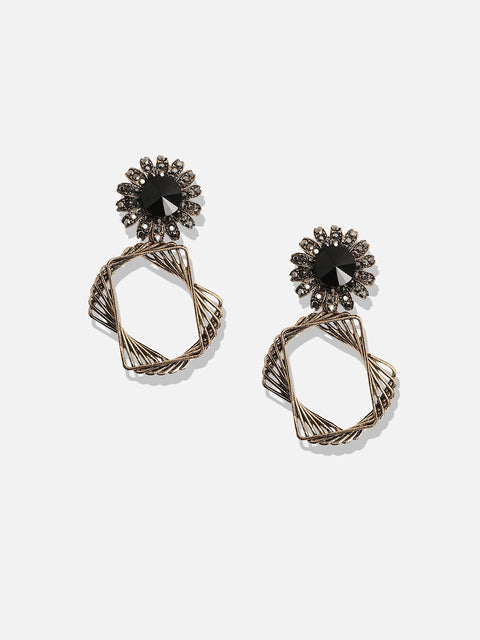 Gold-Plated Floral Shaped Drop Earrings
