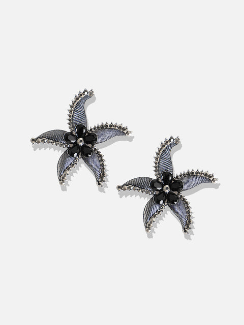Silver-Plated Floral Drop Earrings