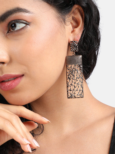 Gold Plated Stone Studded Drop Earrings