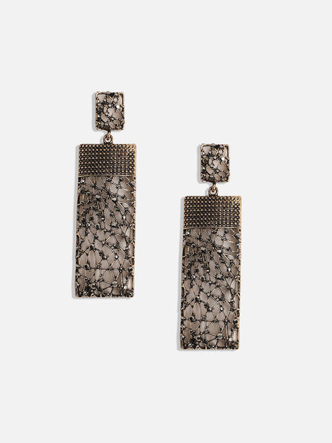 Gold Plated Stone Studded Drop Earrings