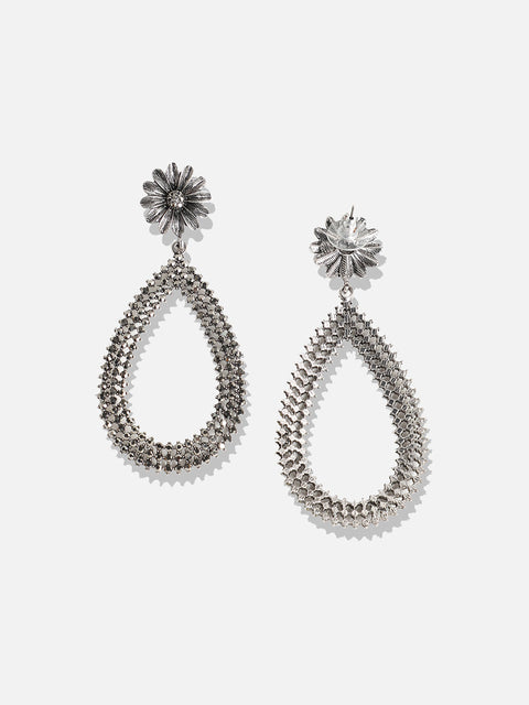 Silver-Plated Artificial Stones Contemporary Drop Earrings