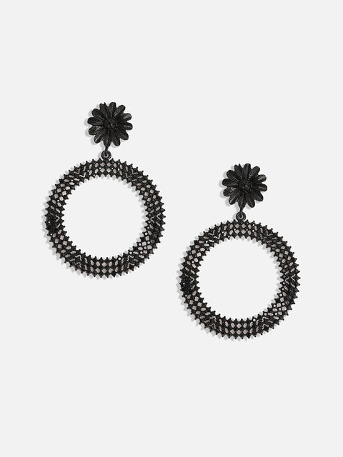 Copper-Plated Stone-Studded Circular Drop Earrings