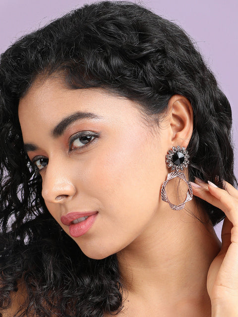 Rose Gold-Plated Contemporary Drop Earrings