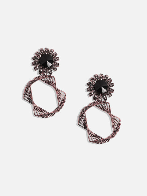 Rose Gold-Plated Contemporary Drop Earrings