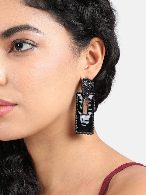 Copper-Plated Geometric-Shaped Drop Earrings