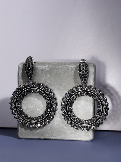 Silver-Plated Circular Drop Earrings