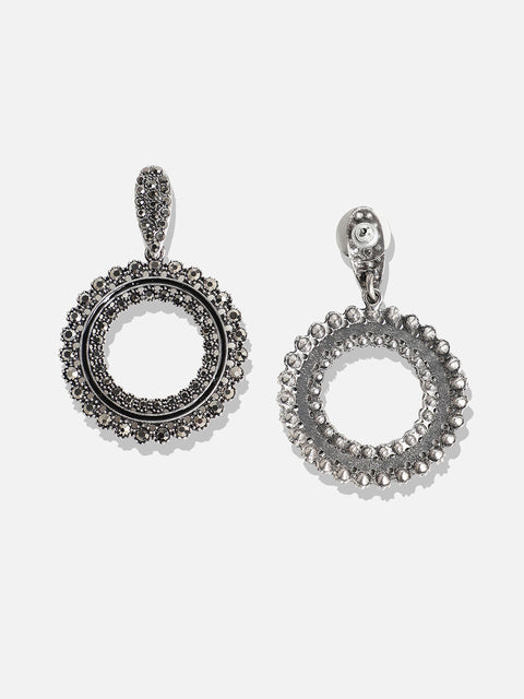 Silver-Plated Circular Drop Earrings