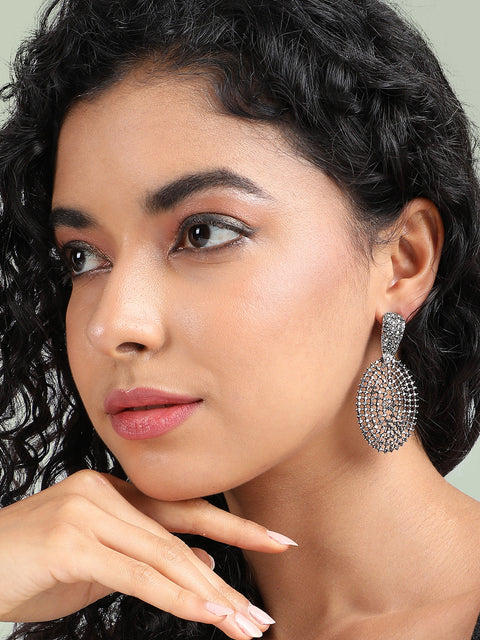 Silver-Plated Contemporary Drop Earrings