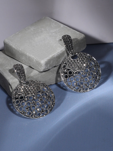 Silver-Plated Contemporary Drop Earrings