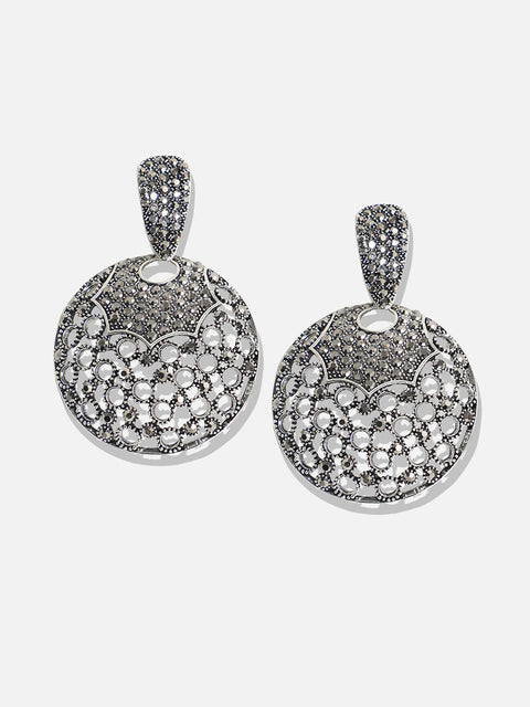 Silver-Plated Contemporary Drop Earrings