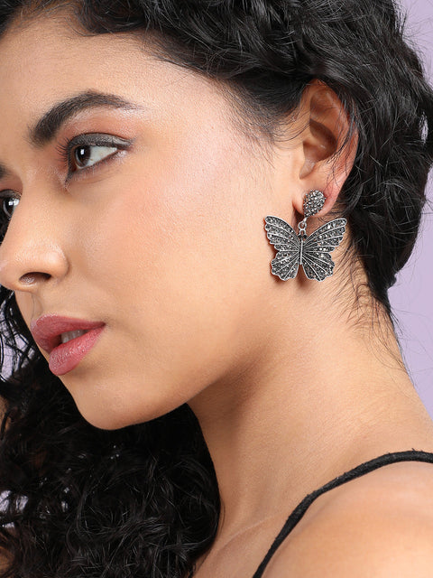 Silver-PlatedContemporary Drop Earrings