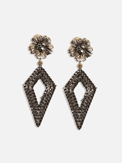 Gold Plated Stone Studded Drop Earrings