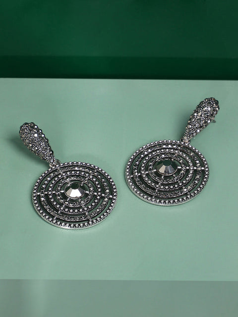 Silver-Plated Artificial Stones Contemporary Drop Earrings