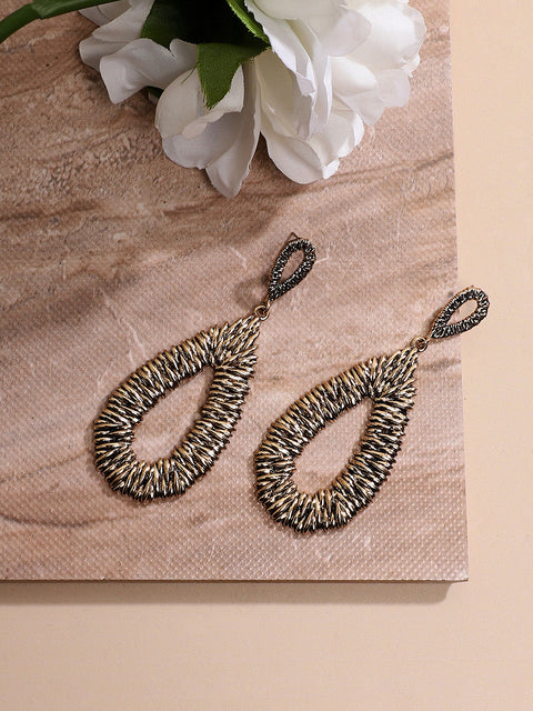 Gold-Plated Teardrop Shaped Drop Earrings