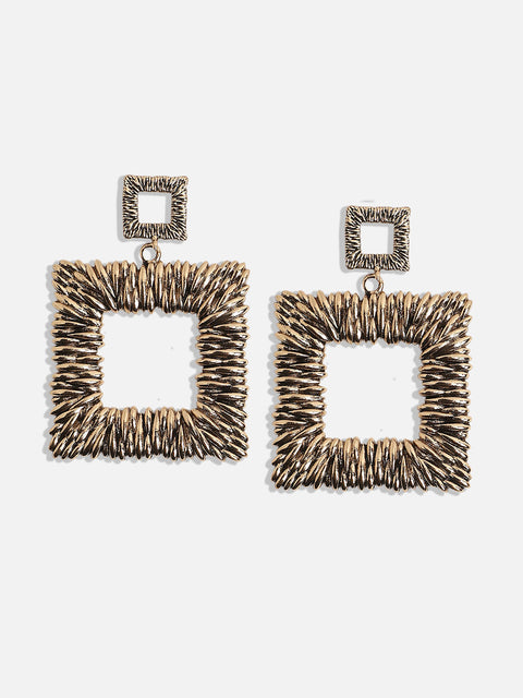 Gold-Plated Square Drop Earrings