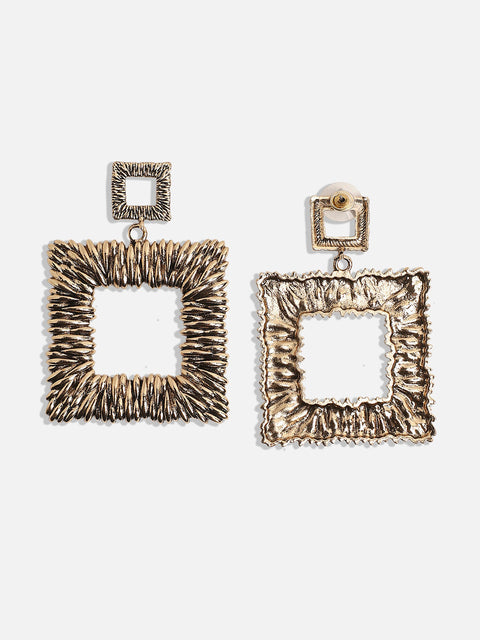 Gold-Plated Square Drop Earrings