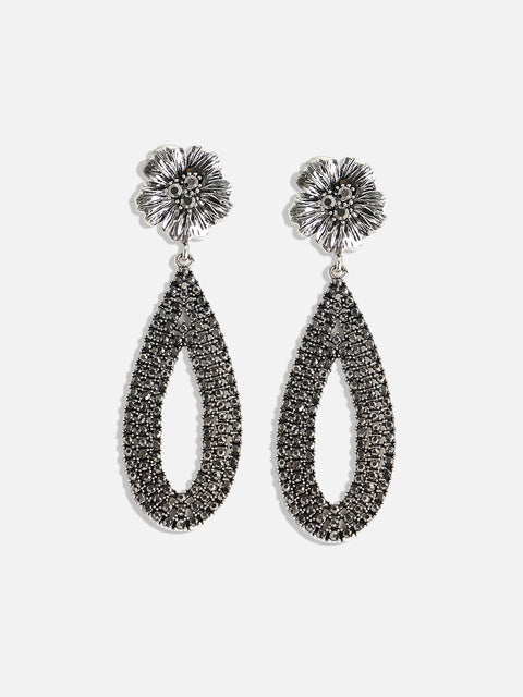 Silver-Plated Teardrop-Shaped Drop Earrings