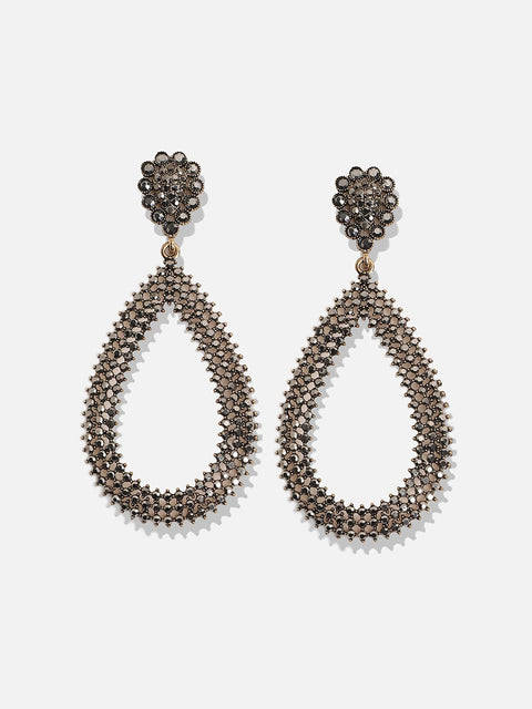 Silver-Plated Teardrop Shaped Drop Earrings