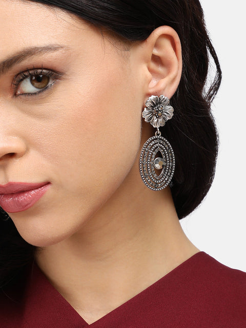 Silver-Plated Contemporary Drop Earrings