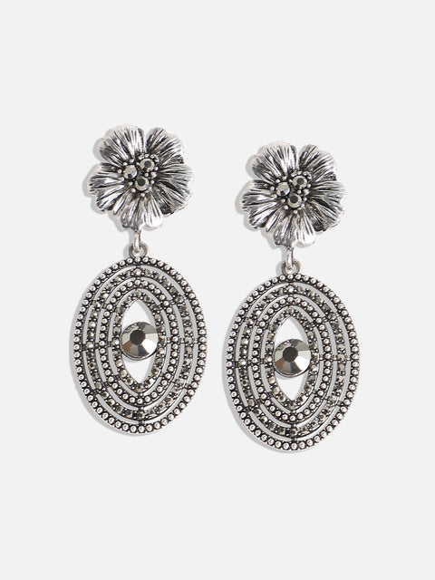 Silver-Plated Contemporary Drop Earrings
