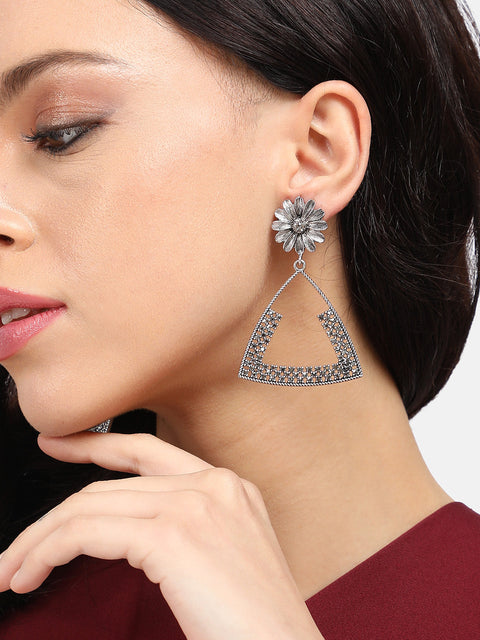 Silver-Plated Contemporary Drop Earrings