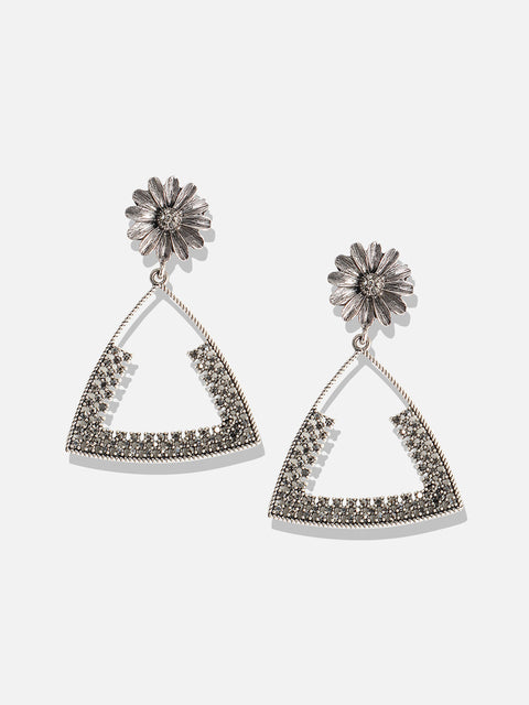 Silver-Plated Contemporary Drop Earrings