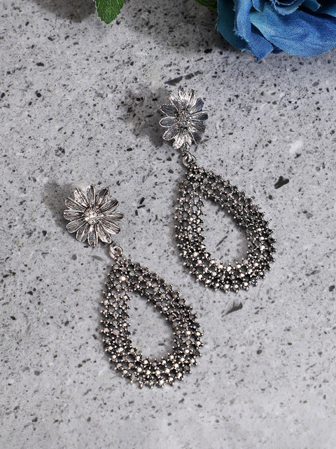 Silver-Plated Contemporary Drop Earrings