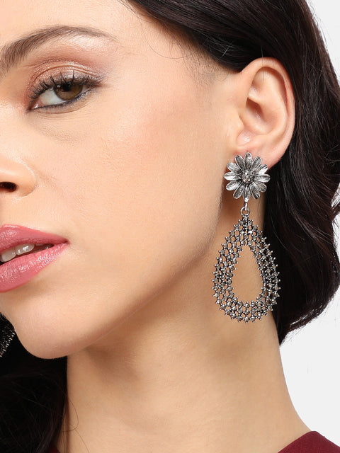 Silver-Plated Contemporary Drop Earrings