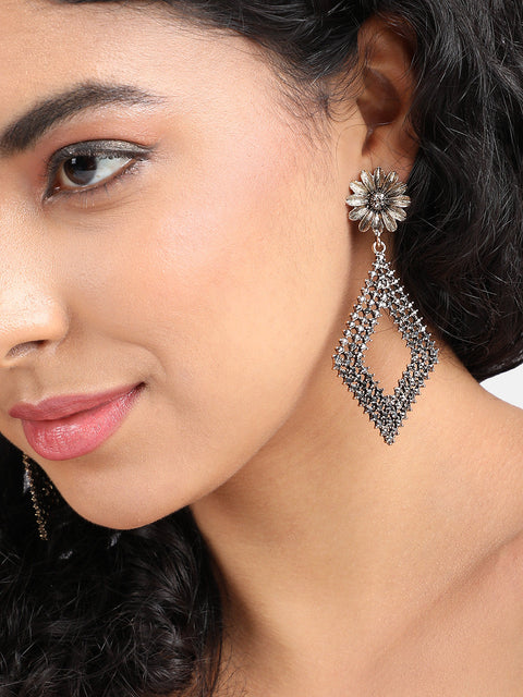 Gold-Plated Artificial Stones Contemporary Drop Earrings